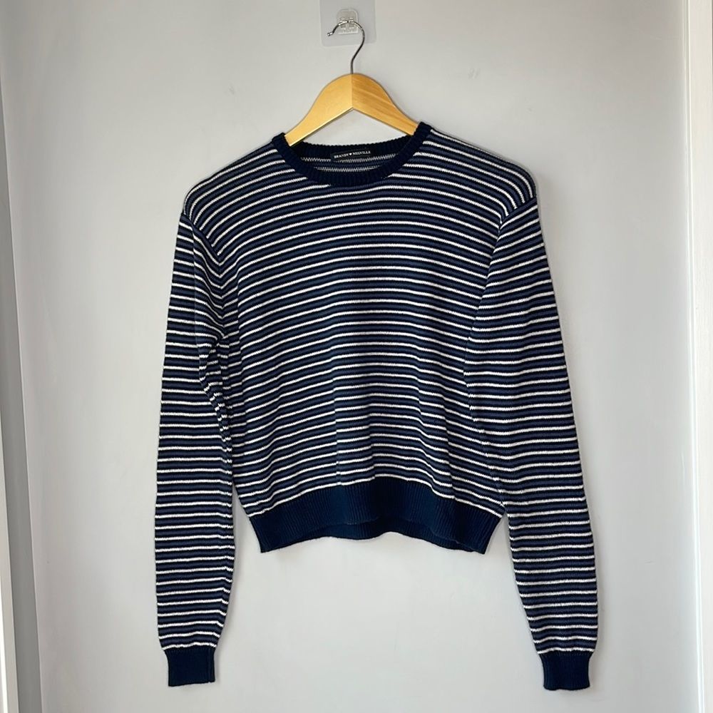 Brandy Melville Cotton Striped Navy Sweater